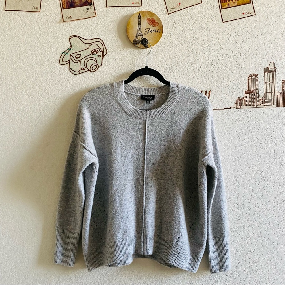 Topshop Gray Long Sleeve Round Neck Sweater 2